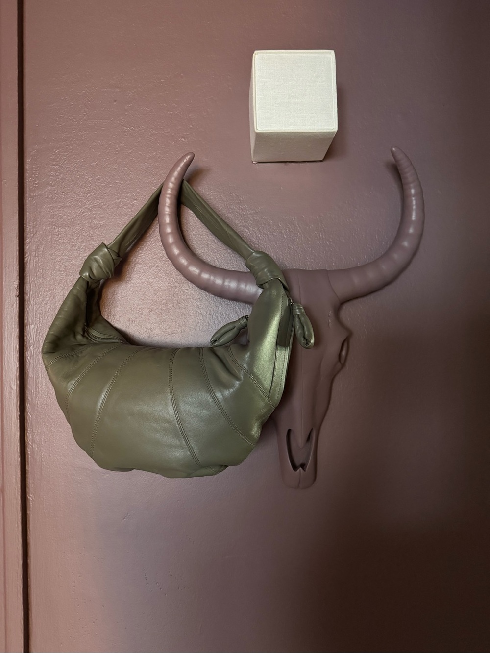 Lemaire Fortune Croissant Bag in Dark Sage